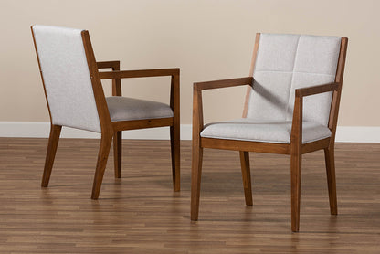 Baxton Studio - Theresa Chair Set of 2 - BBT5390-Greyish Beige/Walnut-CC view 5