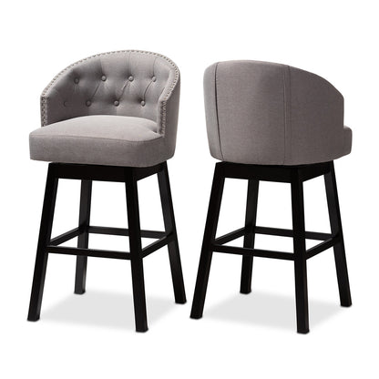 Baxton Studio - Theron Set of 2 Bar Stools in Gray/Espresso - BBT5210B-Grey-BS view 1