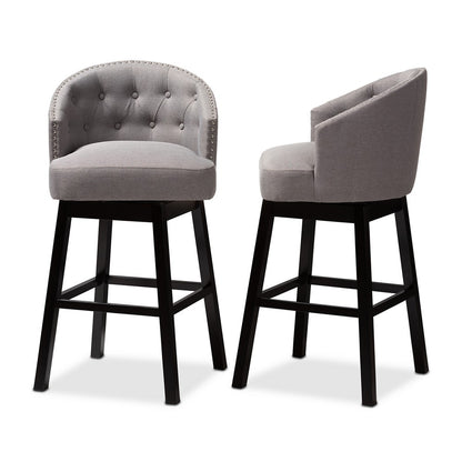 Baxton Studio - Theron Set of 2 Bar Stools in Gray/Espresso - BBT5210B-Grey-BS view 3