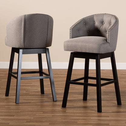 Baxton Studio - Theron Set of 2 Bar Stools in Gray/Espresso - BBT5210B-Grey-BS view 6