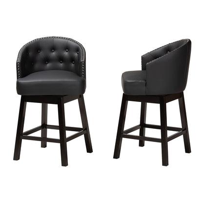 Baxton Studio - Theron Set of 2 Counter Stools in Black/Espresso Brown - BBT5210C-Black/Dark Brown-CS view 3