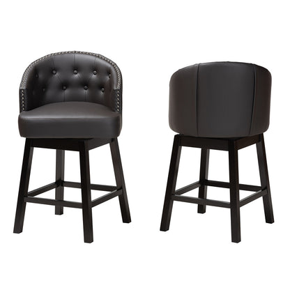 Baxton Studio - Theron Set of 2 Counter Stools in Dark Brown/Espresso Brown - BBT5210C-Brown/Dark Brown-CS view 2