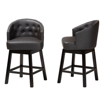 Baxton Studio - Theron Set of 2 Counter Stools in Dark Brown/Espresso Brown - BBT5210C-Brown/Dark Brown-CS view 3