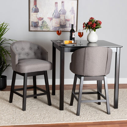 Baxton Studio - Theron Set of 2 Counter Stools in Grey/Espresso Brown - BBT5210C-Grey/Dark Brown-CS view 7