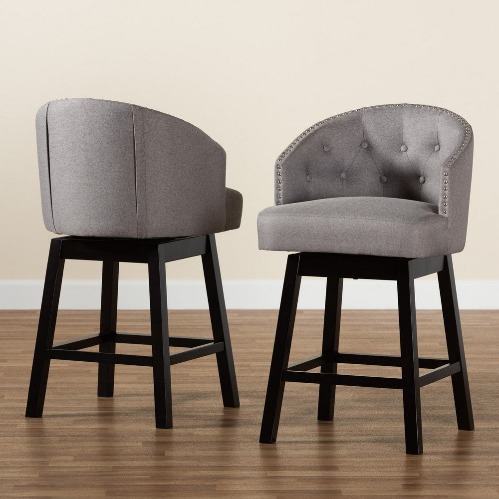 Baxton Studio - Theron Set of 2 Counter Stools in Grey/Espresso Brown - BBT5210C-Grey/Dark Brown-CS view 8