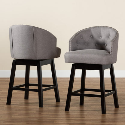 Baxton Studio - Theron Set of 2 Counter Stools in Grey/Espresso Brown - BBT5210C-Grey/Dark Brown-CS view 8