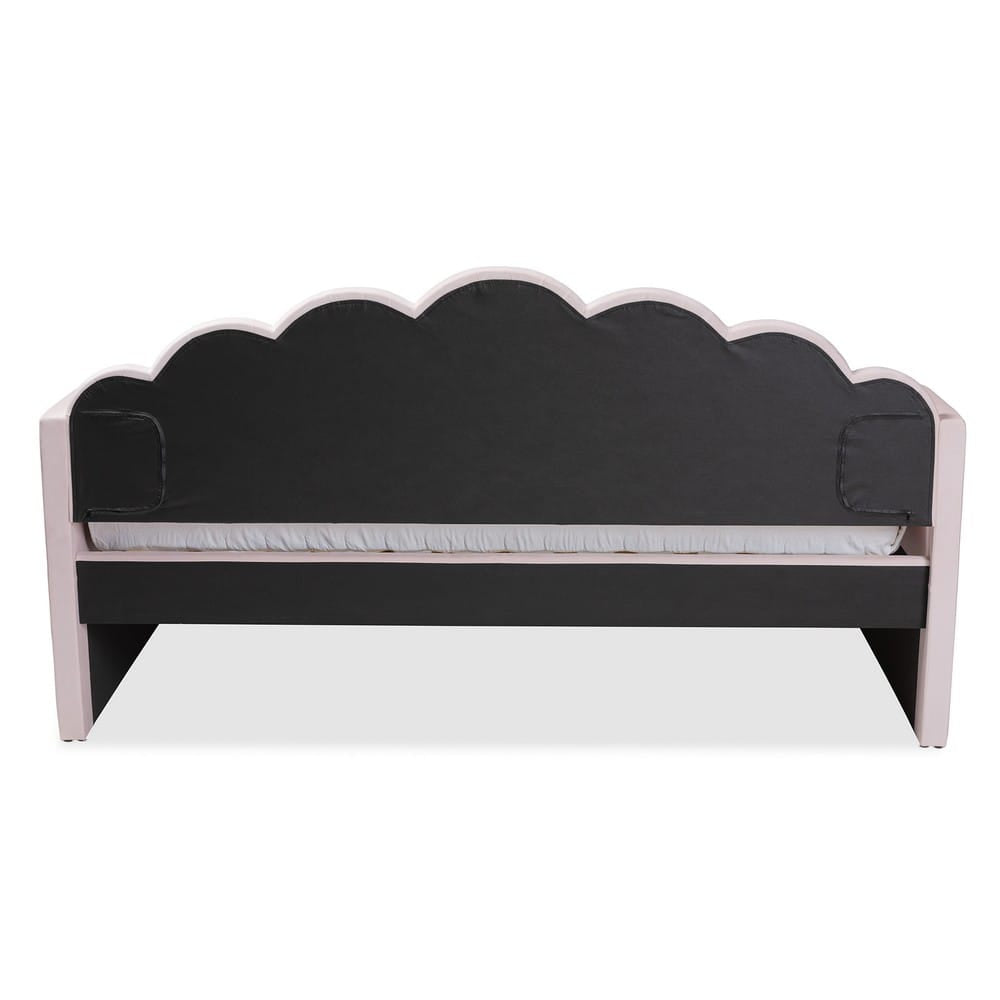 Baxton Studio - Timila Queen Size Daybed with Trundle in Light Pink - BBT61047T-Light Pink Velvet-Daybed-Q/T view 4