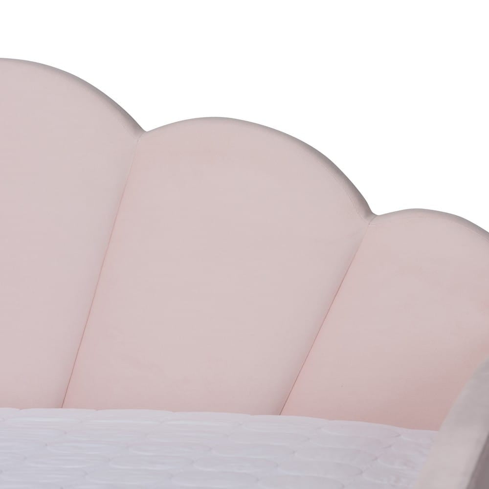 Baxton Studio - Timila Queen Size Daybed with Trundle in Light Pink - BBT61047T-Light Pink Velvet-Daybed-Q/T view 7