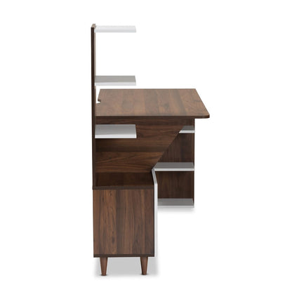 Baxton Studio - Tobias Desk in White/Walnut Brown - SESD8012WI-Columbia/White-Desk view 5