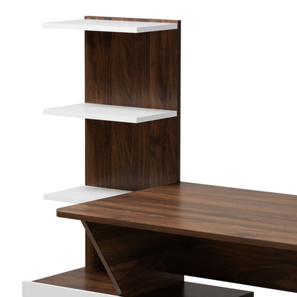 Baxton Studio - Tobias Desk in White/Walnut Brown - SESD8012WI-Columbia/White-Desk view 6