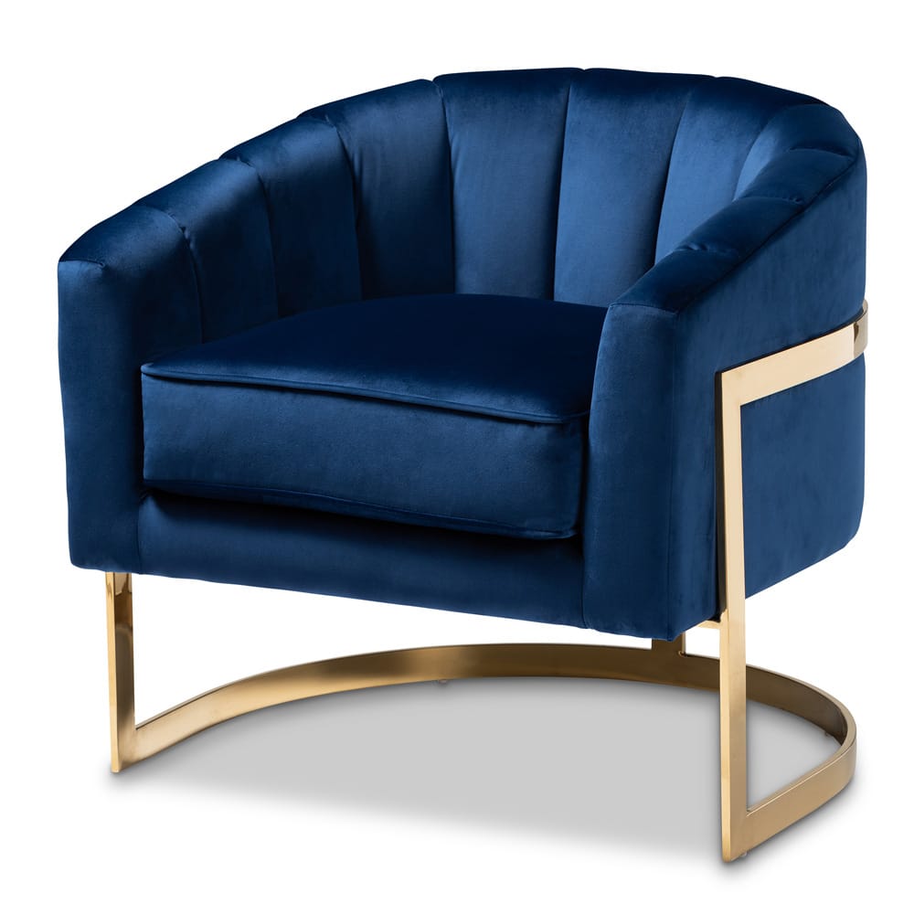 Baxton Studio - Tomasso Chair in Dark Royal Blue/Gold - TSF7707-Dark Royal Blue/Gold-CC view 1