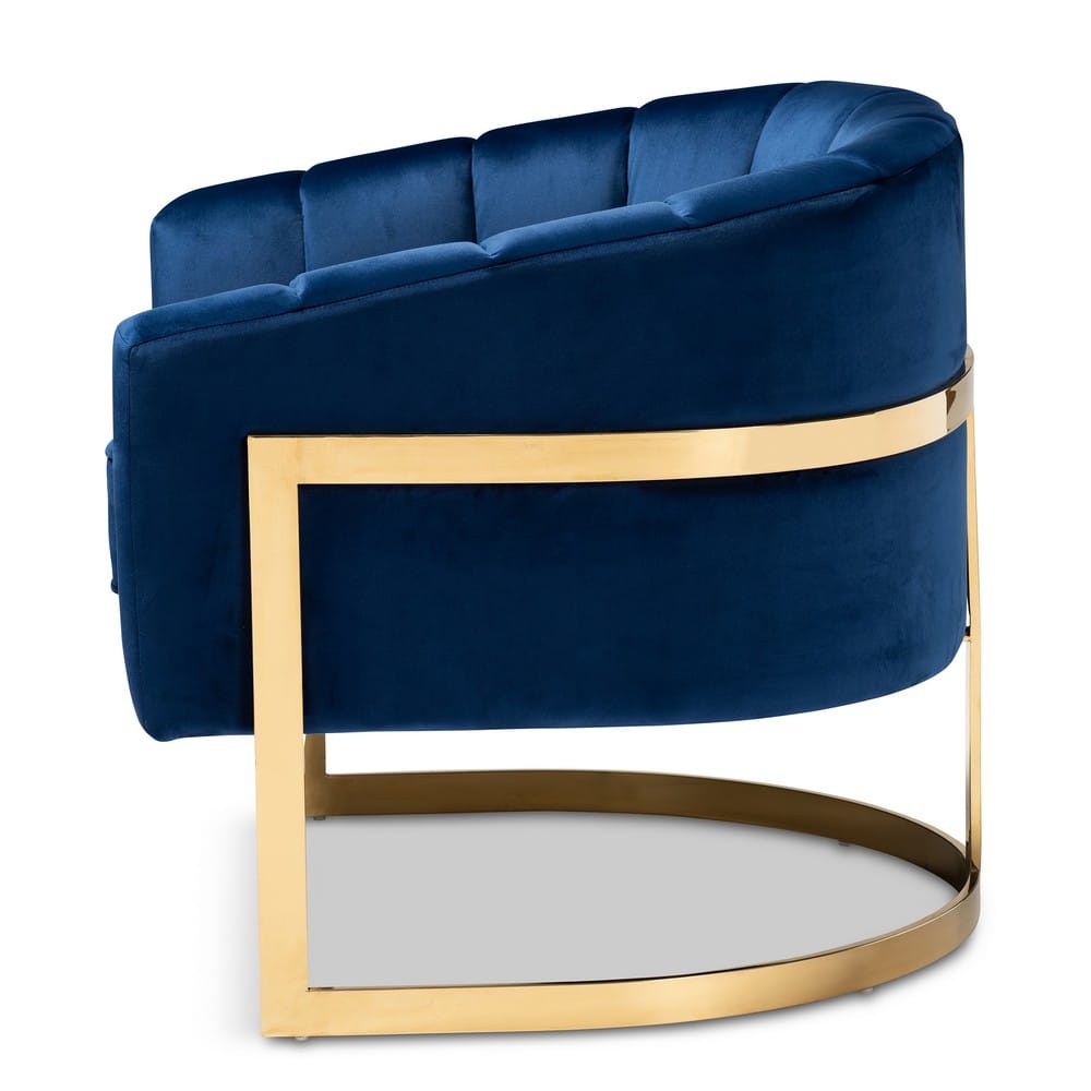 Baxton Studio - Tomasso Chair in Dark Royal Blue/Gold - TSF7707-Dark Royal Blue/Gold-CC view 3