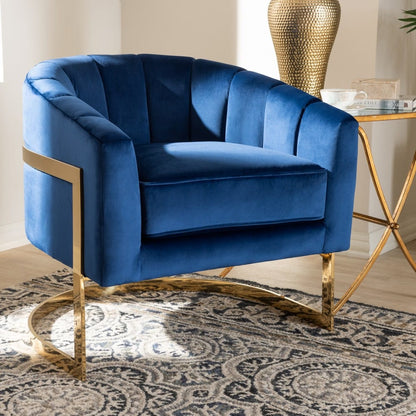 Baxton Studio - Tomasso Chair in Dark Royal Blue/Gold - TSF7707-Dark Royal Blue/Gold-CC view 7