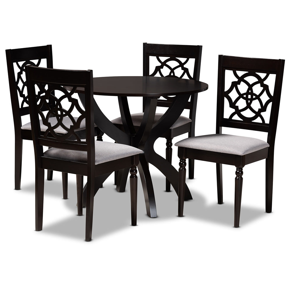 Baxton Studio - Tonia Dining Set in Grey/dark brown - Tonia-Grey/Dark Brown-5PC Dining Set view 1