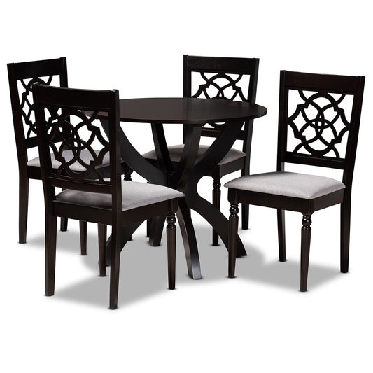 Baxton Studio - Tonia Dining Set in Grey/dark brown - Tonia-Grey/Dark Brown-5PC Dining Set view 1