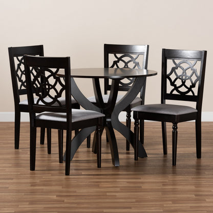 Baxton Studio - Tonia Dining Set in Grey/dark brown - Tonia-Grey/Dark Brown-5PC Dining Set view 8
