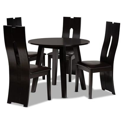 Baxton Studio - Torin Dining Set in Dark Brown/Espresso Brown - Torin-Dark Brown-5PC Dining Set view 1