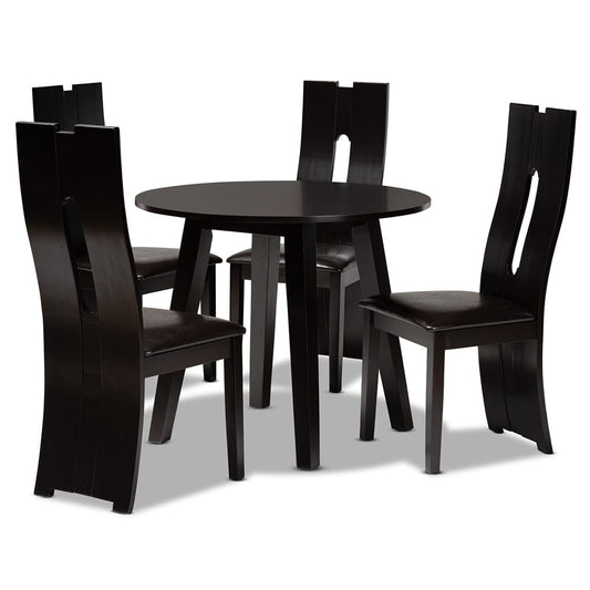 Baxton Studio - Torin Dining Set in Dark Brown/Espresso Brown - Torin-Dark Brown-5PC Dining Set view 1