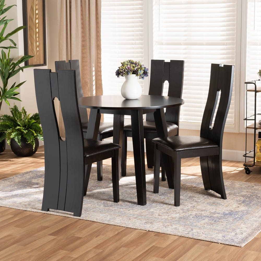 Baxton Studio - Torin Dining Set in Dark Brown/Espresso Brown - Torin-Dark Brown-5PC Dining Set view 7