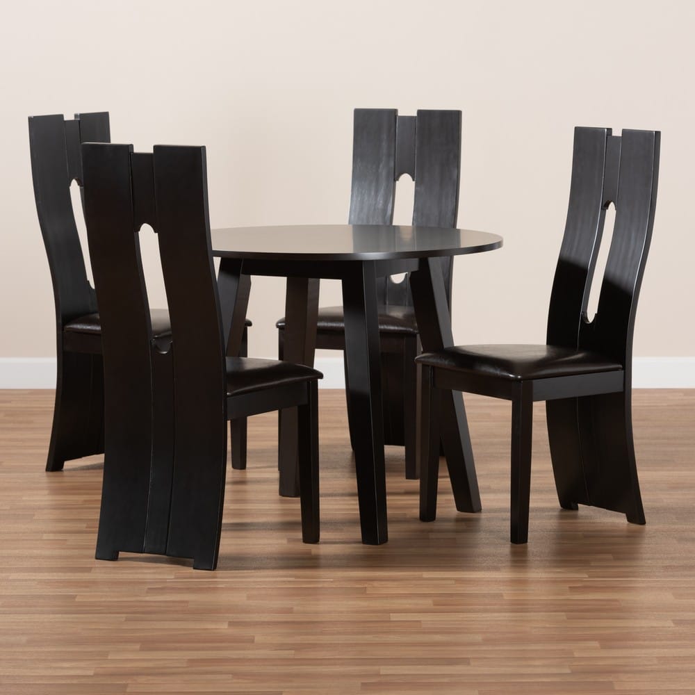 Baxton Studio - Torin Dining Set in Dark Brown/Espresso Brown - Torin-Dark Brown-5PC Dining Set view 8