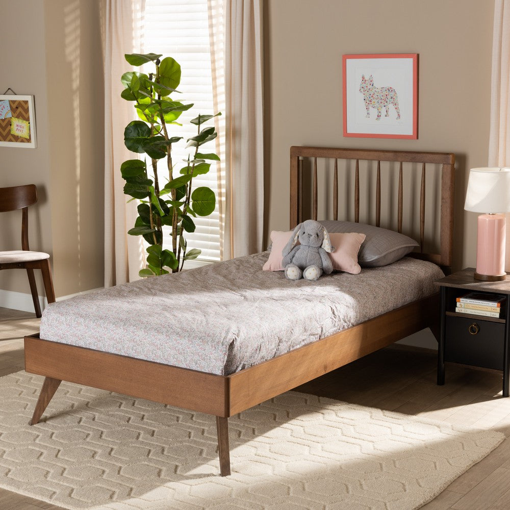 Baxton Studio - Toru Twin Size Bed in Ash Walnut - Toru-Ash Walnut-Twin view 6