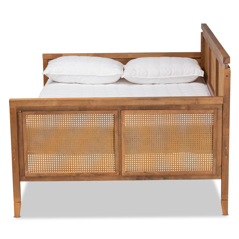 Baxton Studio - Toveli Daybed in Ash Walnut - MG0015-Ash Walnut Rattan-Daybed-Full view 2