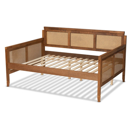 Baxton Studio - Toveli Daybed in Ash Walnut - MG0015-Ash Walnut Rattan-Daybed-Full view 3