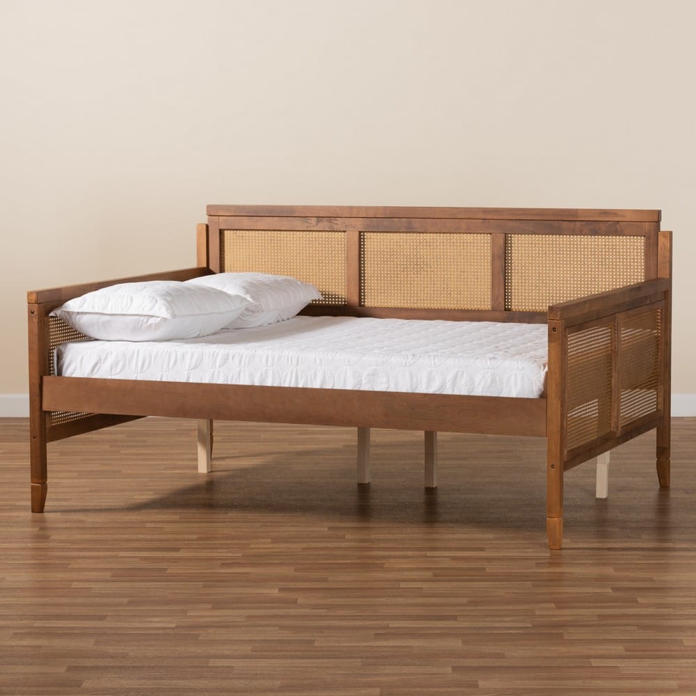 Baxton Studio - Toveli Daybed in Ash Walnut - MG0015-Ash Walnut Rattan-Daybed-Full view 7