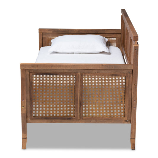 Baxton Studio - Toveli Daybed in Ash walnut - MG0015-Ash Walnut Rattan-Daybed view 2