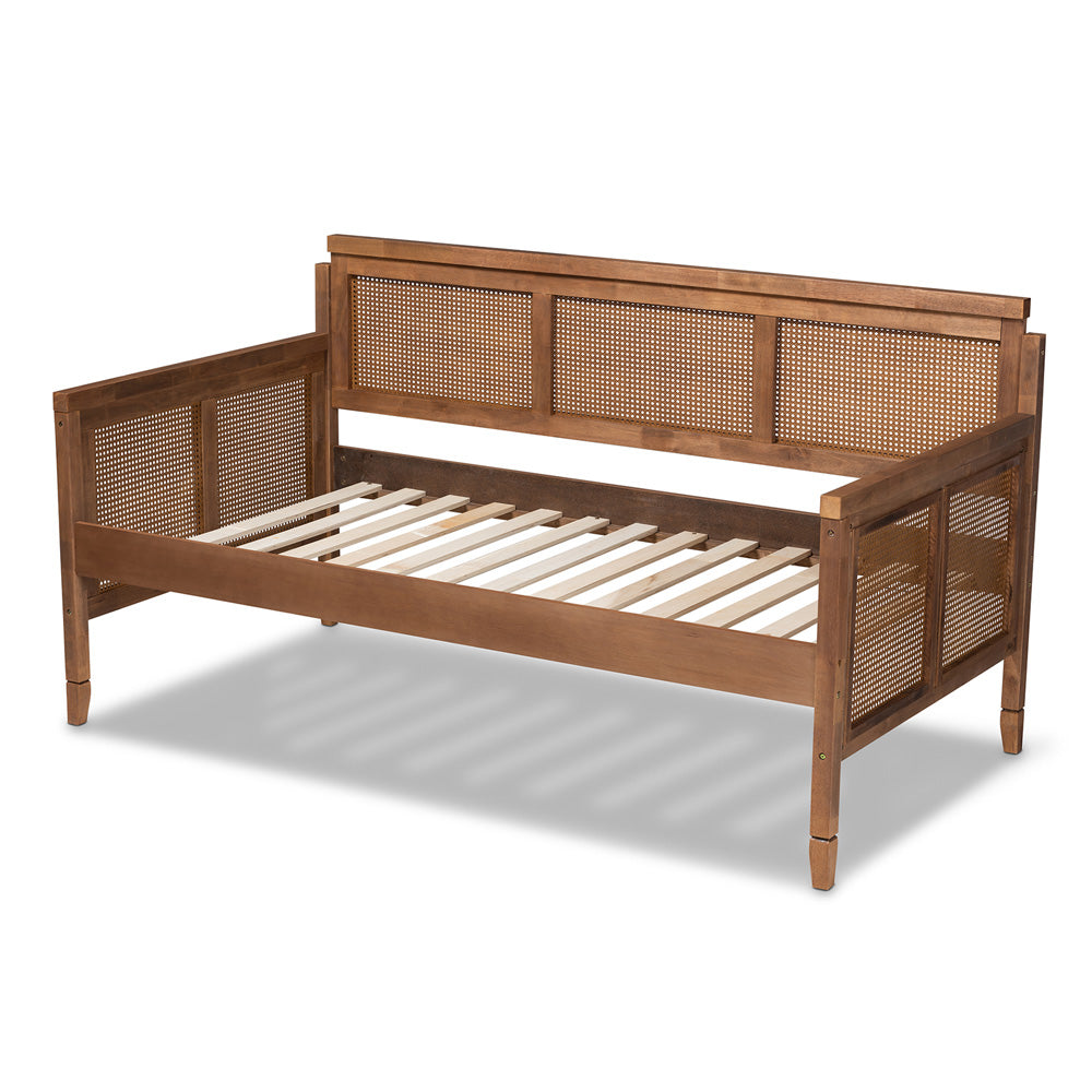 Baxton Studio - Toveli Daybed in Ash walnut - MG0015-Ash Walnut Rattan-Daybed view 3