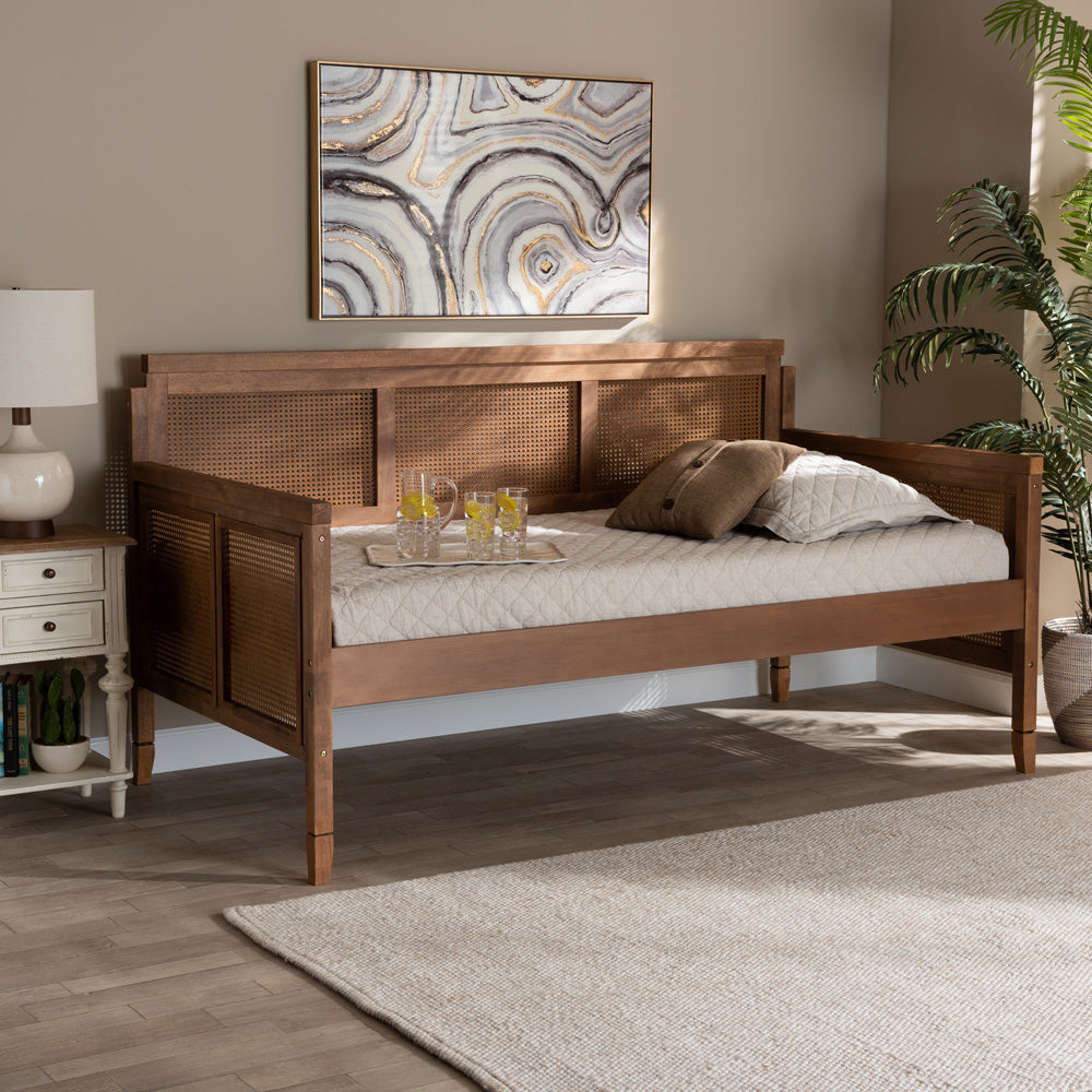 Baxton Studio - Toveli Daybed in Ash walnut - MG0015-Ash Walnut Rattan-Daybed view 6