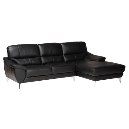 Baxton Studio - Townsend Sectional Sofa in Black/Silver - LSG6001L-Sectional-Full Leather-Black-Dakota 06 view 1