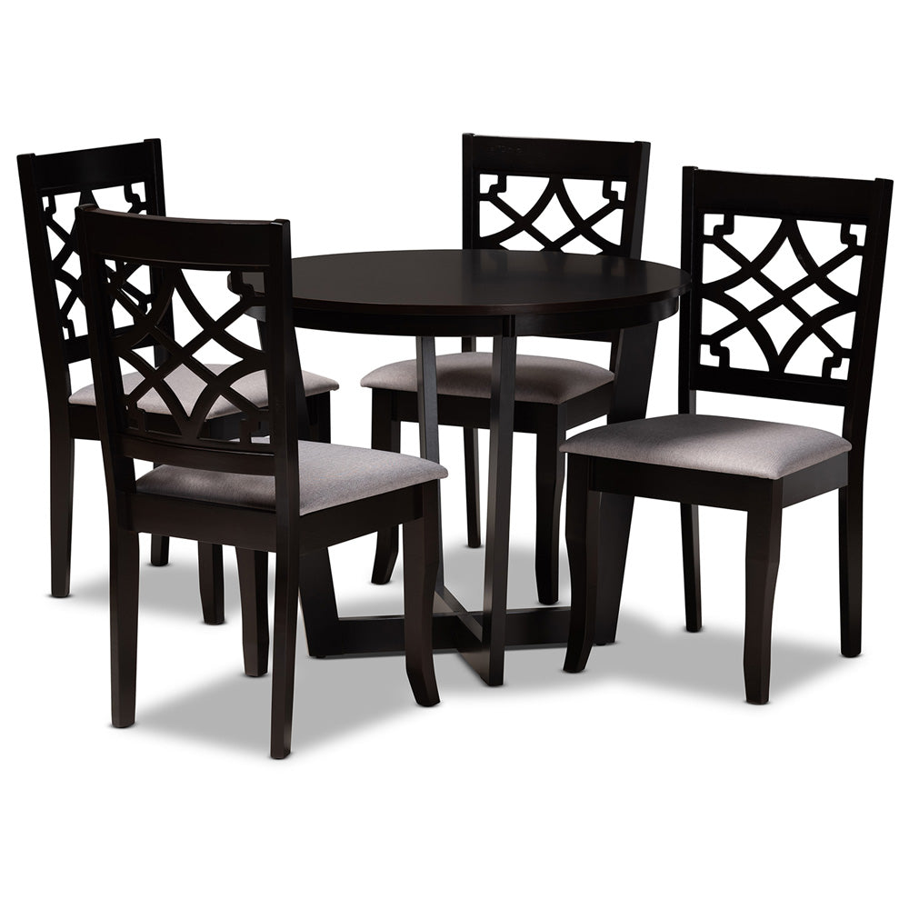 Baxton Studio - Tricia Dining Set in Grey/dark brown - Tricia-Grey/Dark Brown-5PC Dining Set view 1