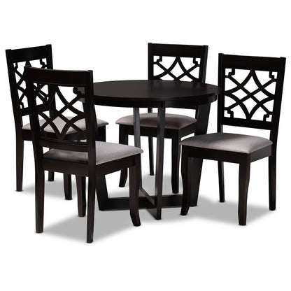 Baxton Studio - Tricia Dining Set in Grey/dark brown - Tricia-Grey/Dark Brown-5PC Dining Set view 1