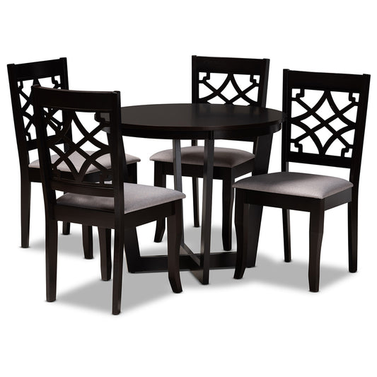 Baxton Studio - Tricia Dining Set in Grey/dark brown - Tricia-Grey/Dark Brown-5PC Dining Set view 1