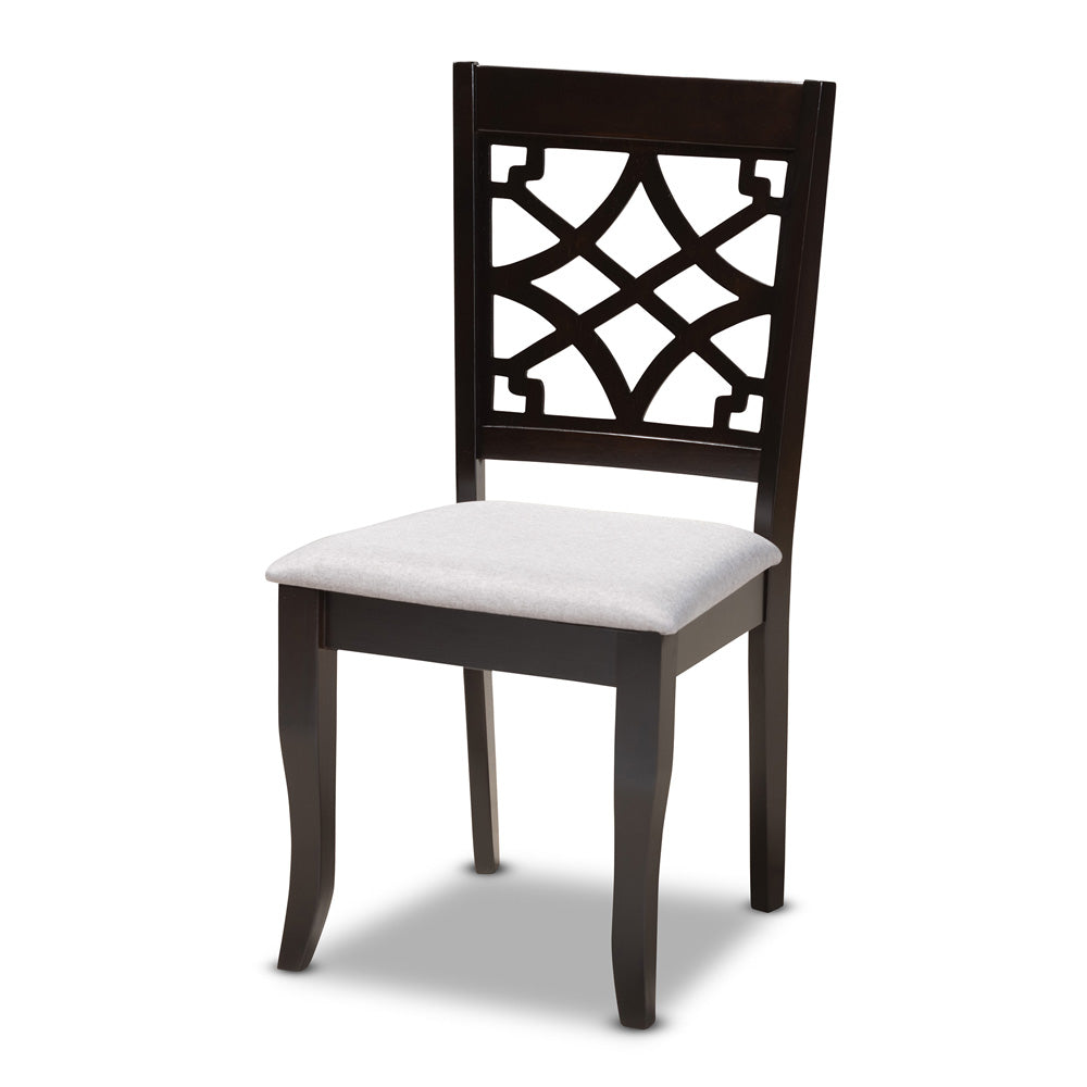 Baxton Studio - Tricia Dining Set in Grey/dark brown - Tricia-Grey/Dark Brown-5PC Dining Set view 2