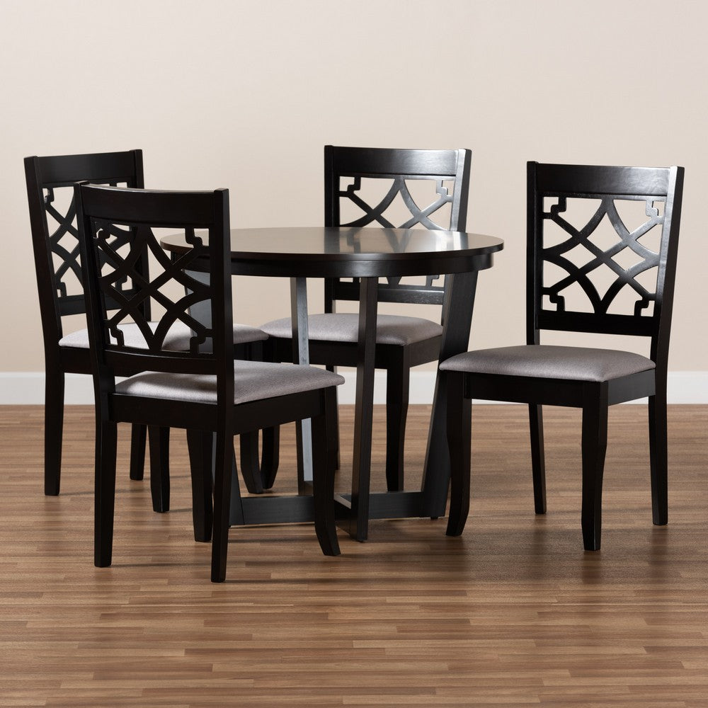 Baxton Studio - Tricia Dining Set in Grey/dark brown - Tricia-Grey/Dark Brown-5PC Dining Set view 7