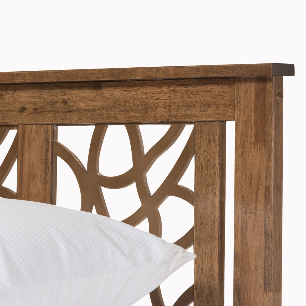 Baxton Studio - Trina Queen Size Bed in "Walnut" Brown - SW8019-Walnut-M17-Queen view 3