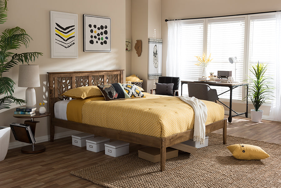 Baxton Studio - Trina Queen Size Bed in "Walnut" Brown - SW8019-Walnut-M17-Queen view 5