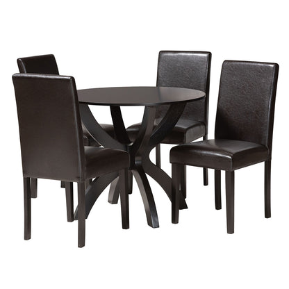 Baxton Studio - Trine Dining Set in Espresso Brown - Trine-Dark Brown-5PC Dining Set view 1