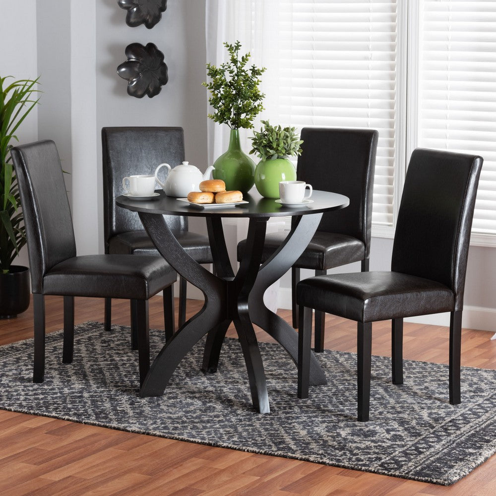 Baxton Studio - Trine Dining Set in Espresso Brown - Trine-Dark Brown-5PC Dining Set view 8