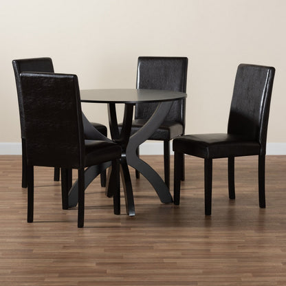 Baxton Studio - Trine Dining Set in Espresso Brown - Trine-Dark Brown-5PC Dining Set view 9