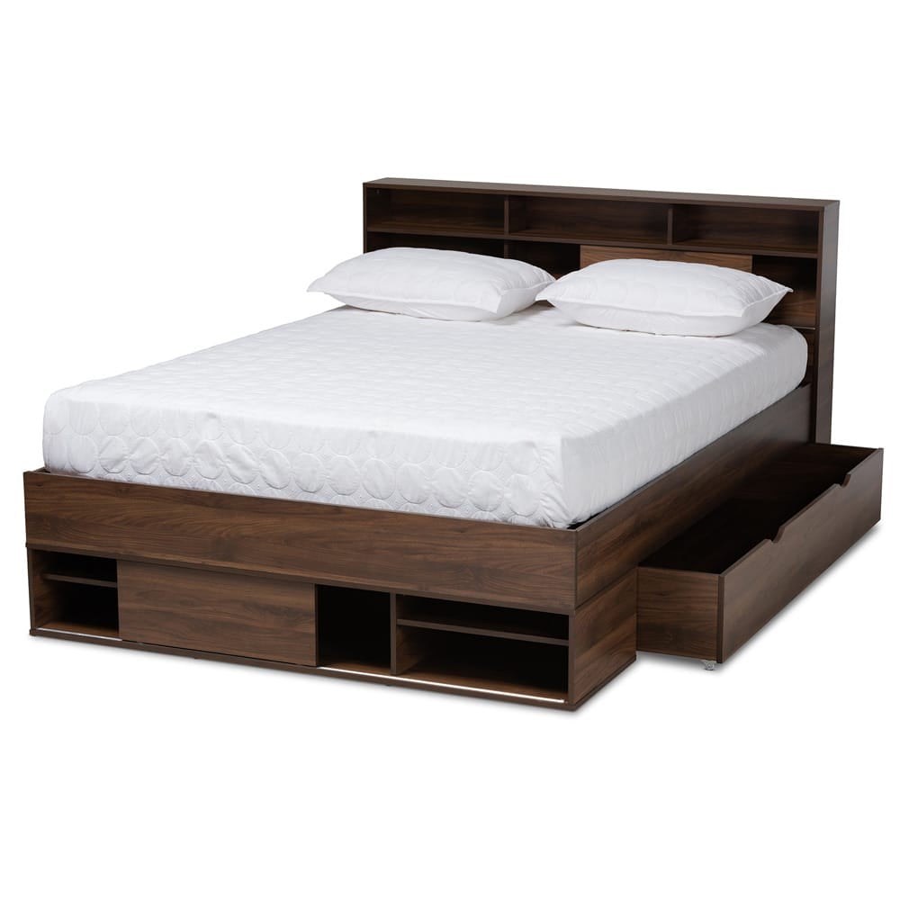 Baxton Studio - Tristan Queen Size Bed in Dark Brown - SEBED13017026-Columbia-Queen view 2