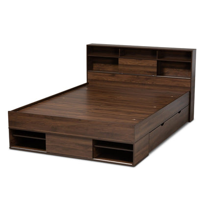 Baxton Studio - Tristan Queen Size Bed in Dark Brown - SEBED13017026-Columbia-Queen view 4
