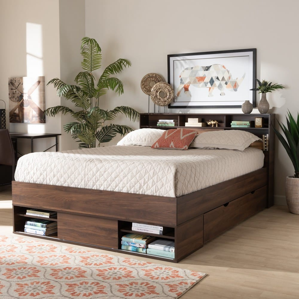 Baxton Studio - Tristan Queen Size Bed in Dark Brown - SEBED13017026-Columbia-Queen view 9