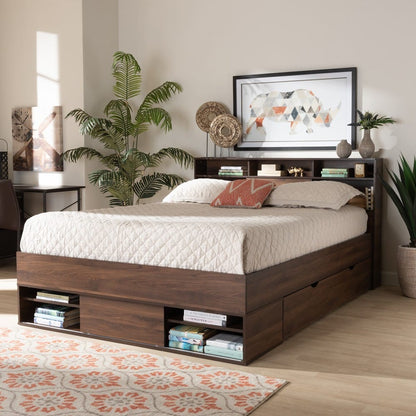 Baxton Studio - Tristan Queen Size Bed in Dark Brown - SEBED13017026-Columbia-Queen view 9