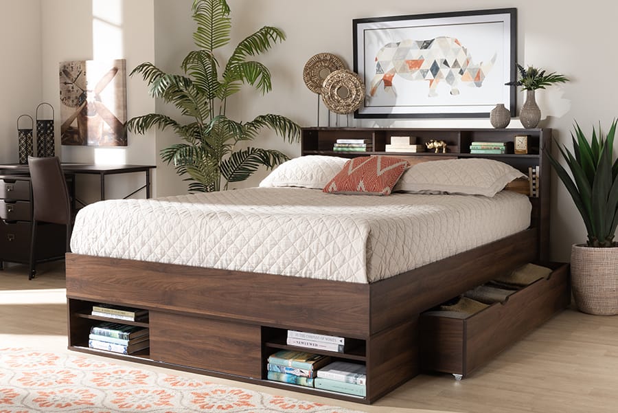 Baxton Studio - Tristan Queen Size Bed in Dark Brown - SEBED13017026-Columbia-Queen view 10
