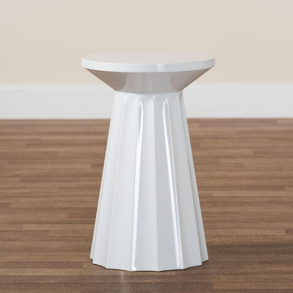 Baxton Studio - Ulmer End Table in White - H01-123220A-White/Metal-Side Table view 7