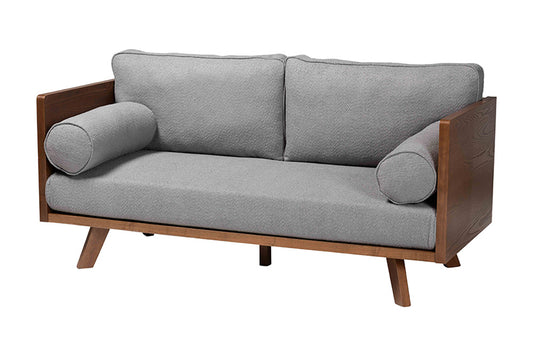 Baxton Studio - Uriel Sofa - Uriel-3S-Grey/Walnut-SF view 1