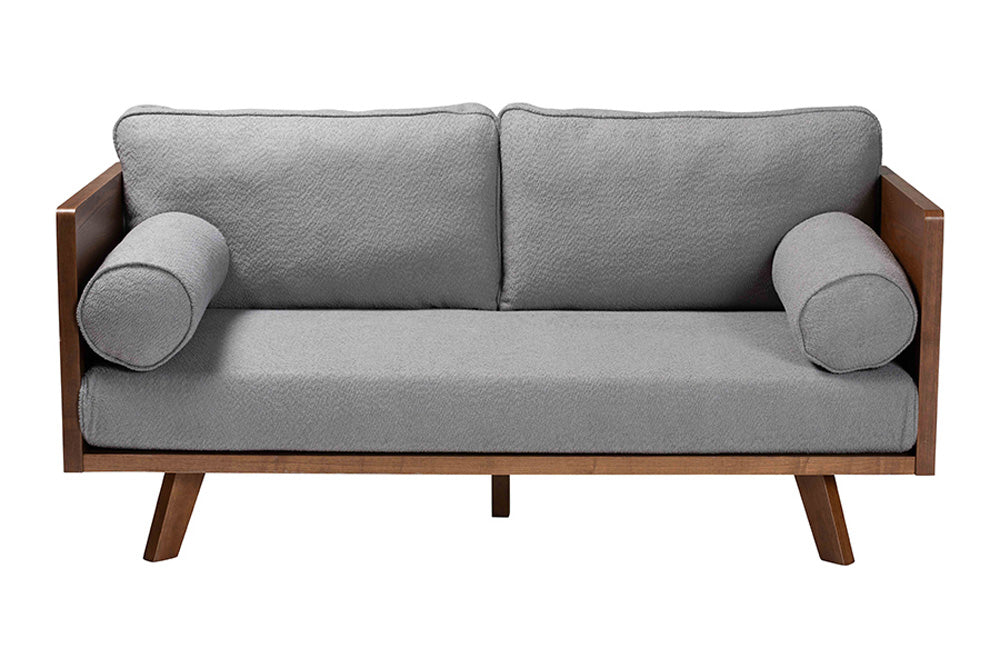 Baxton Studio - Uriel Sofa - Uriel-3S-Grey/Walnut-SF view 2